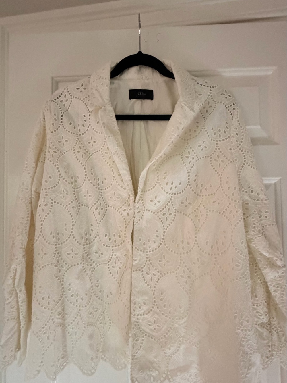 NWOT J. Crew Cream Eyelet Lace Open-Front Blazer